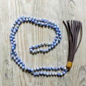 Francesca Beaded Necklace with Tassle in Blue